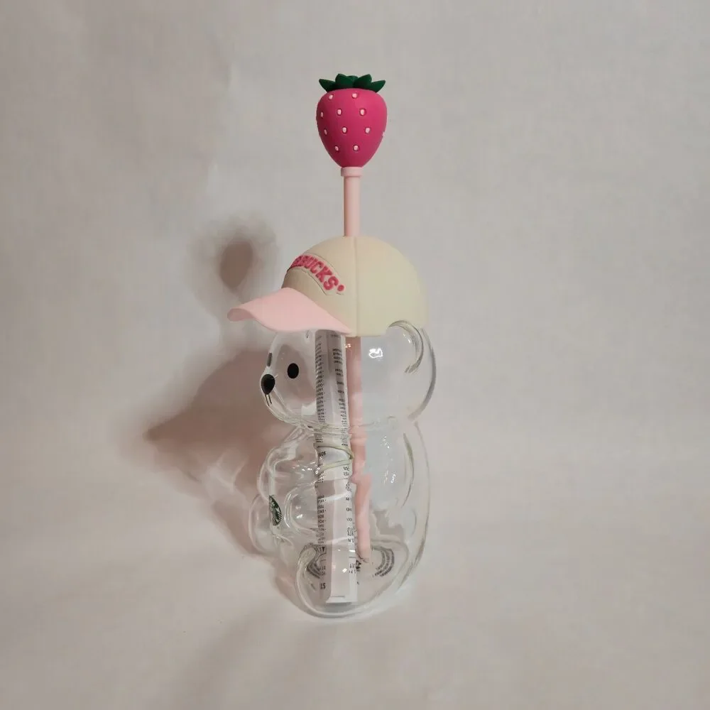 Starbucks Bearista 2026 Bear Strawberry Baseball Cap Glass Pink IN BOX